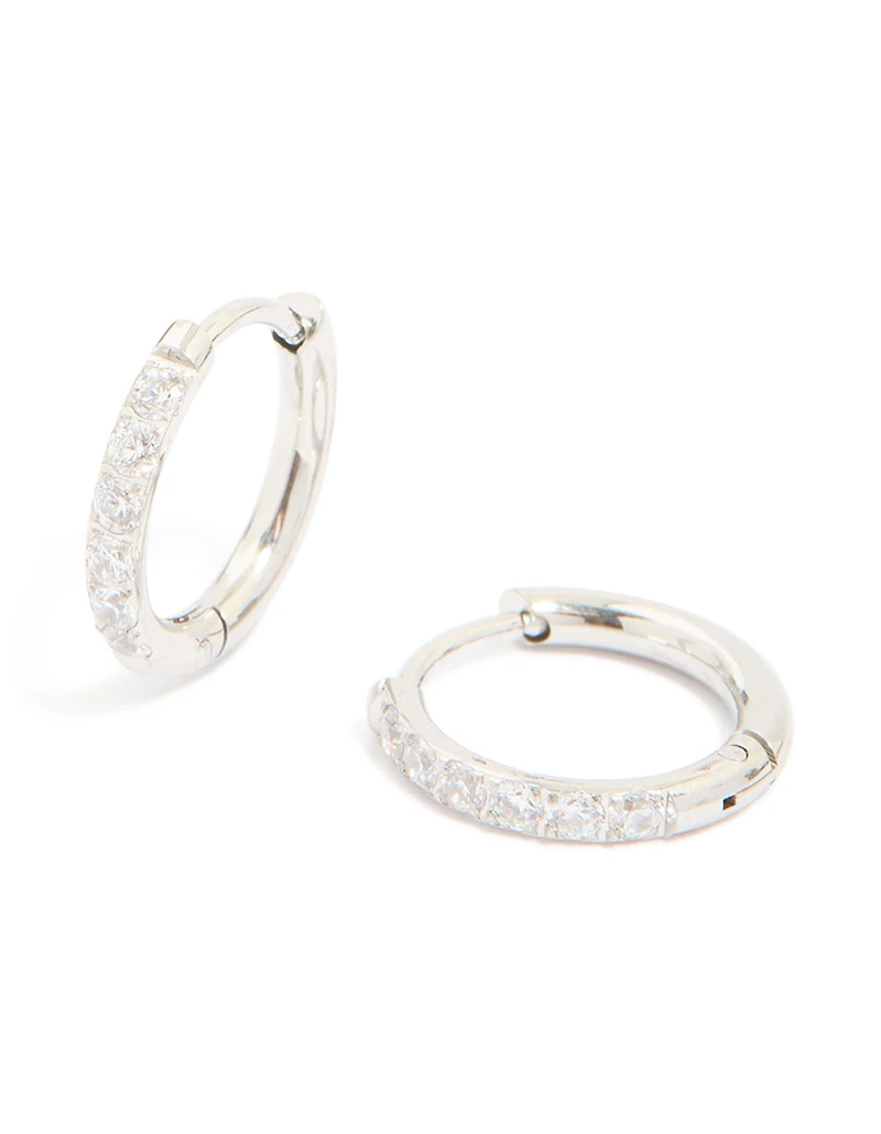 Surgical Steel 10 MM Cubic Zirconia Classic Sleeper Earrings