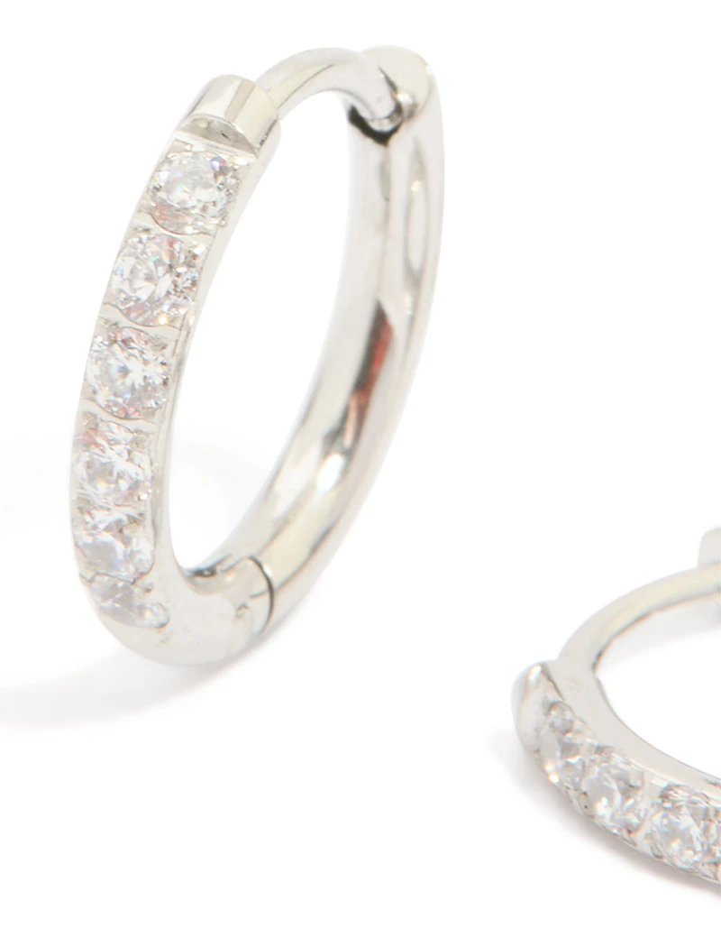 Surgical Steel 10 MM Cubic Zirconia Classic Sleeper Earrings