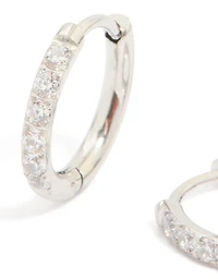 Surgical Steel 10 MM Cubic Zirconia Classic Sleeper Earrings