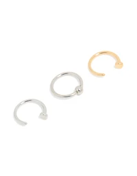 Mixed Metal Plated Surgical Steel Open & Ball Nose Rings 4-Pack