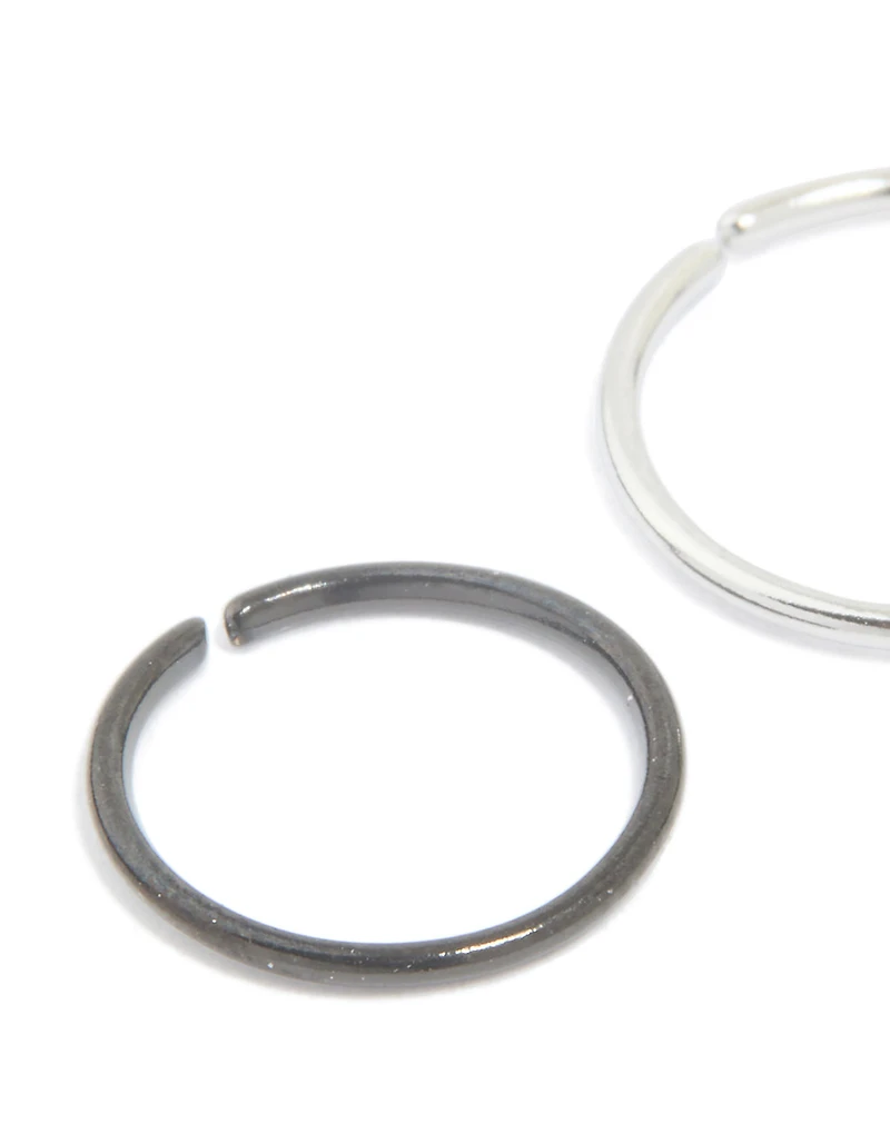 Surgical Steel & Black Coated Surgical Steel Nose Rings 3-Pack