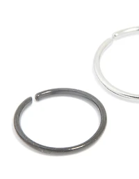 Surgical Steel & Black Coated Surgical Steel Nose Rings 3-Pack