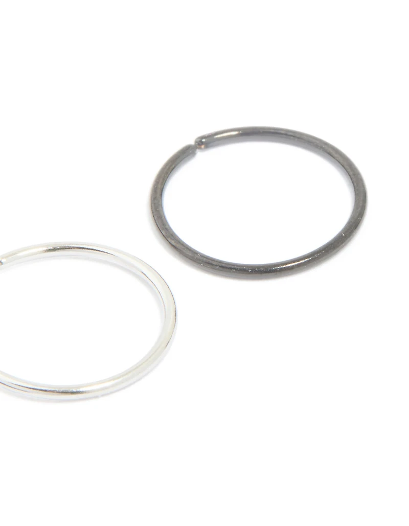 Surgical Steel & Black Coated Surgical Steel Nose Rings 3-Pack