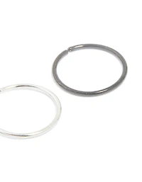 Surgical Steel & Black Coated Surgical Steel Nose Rings 3-Pack