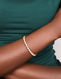 Bracelet de tennis rectangulaire en zircone cubique en or