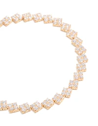 Gold Cubic Zirconia Rectangular Tennis Bracelet