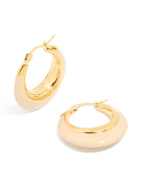 Waterproof Gold Plated Stainless Steel Short Enamel Hoop Earrings
