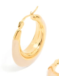 Waterproof Gold Plated Stainless Steel Short Enamel Hoop Earrings