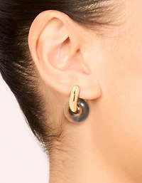 Boucles d’oreilles Huggie délicates en pierre semi-précieuse en pierre de tigre en acier inoxydable plaquées or imperméable
