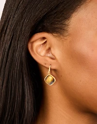 Boucles d’oreilles en pierre semi-précieuse en pierre semi-précieuse en acier inoxydable plaqués or et imperméables