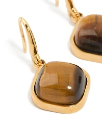 Boucles d’oreilles en pierre semi-précieuse en pierre semi-précieuse en acier inoxydable plaqués or et imperméables