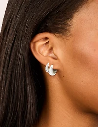 Waterproof Stainless Steel Thick Oval Huggie Earrings 2-Pack