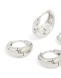 Waterproof Stainless Steel Thick Oval Huggie Earrings 2-Pack