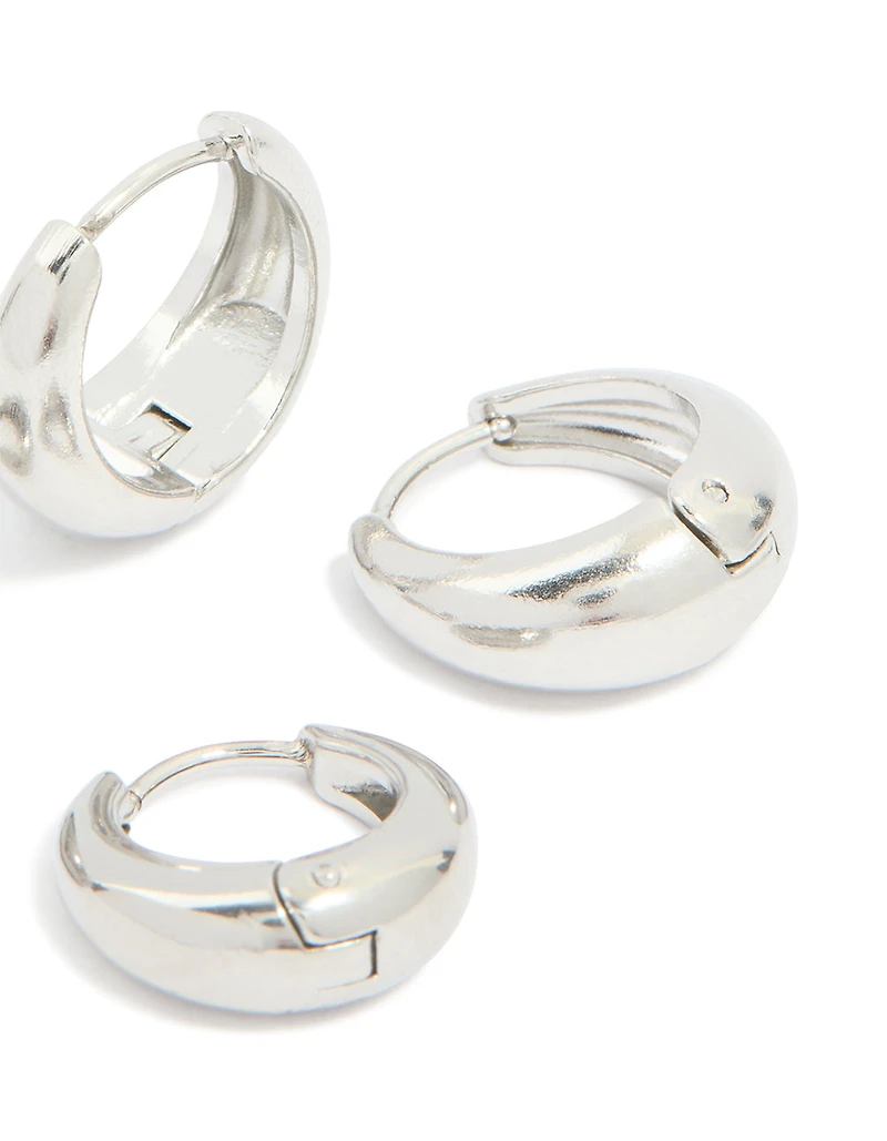 Boucles d’oreilles Huggie ovales épaisses en acier inoxydable étanche, paquet de 2