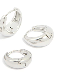 Boucles d’oreilles Huggie ovales épaisses en acier inoxydable étanche, paquet de 2