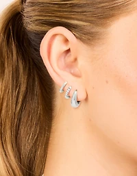 Boucles d’oreilles Huggie étanches en acier inoxydable cubique mélange Huggie en paquet de 3