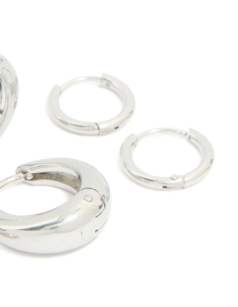 Boucles d’oreilles Huggie étanches en acier inoxydable cubique mélange Huggie en paquet de 3