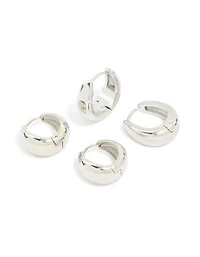 Waterproof Stainless Steel Chunky Huggie Earrings 2 Pack