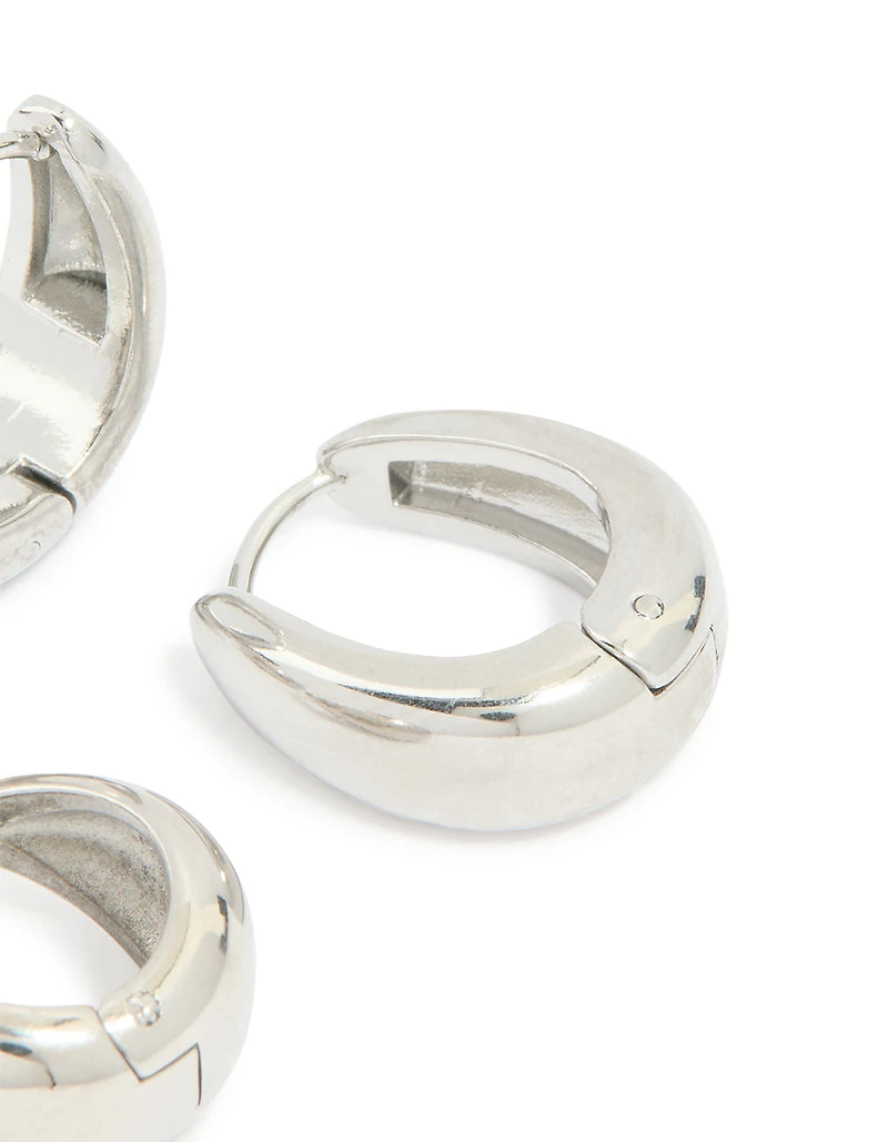 Waterproof Stainless Steel Chunky Huggie Earrings 2 Pack