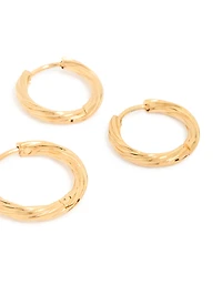 Waterproof Gold Plated Stainless Steel Small Wrap Huggie Earrings 3-Pack