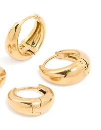 Boucles d’oreilles Huggie ovales épaisses en acier inoxydable imperméables plaquées or