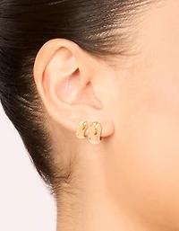 Petites boucles d’oreilles Huggie en acier inoxydable plaquées or étanches en paquet de 2