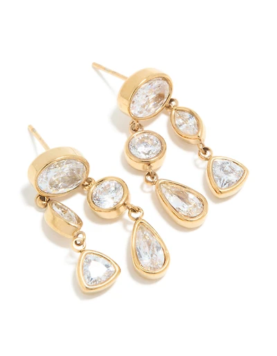 Waterproof Gold Plated Stainless Steel Cubic Zirconia Organic Drop Earrings