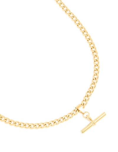 Waterproof Gold Plated Stainless Steel T Bar Short Necklace