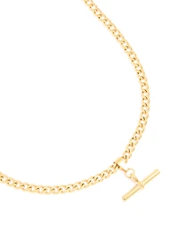Waterproof Gold Plated Stainless Steel T Bar Short Necklace