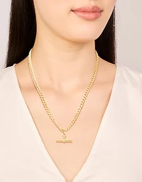 Waterproof Gold Plated Stainless Steel T Bar Short Necklace