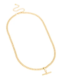 Waterproof Gold Plated Stainless Steel T Bar Short Necklace
