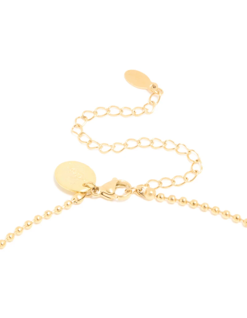 Waterproof Gold Plated Stainless Steel Bezel Tiger's Eye Semi Precious Stone Necklace