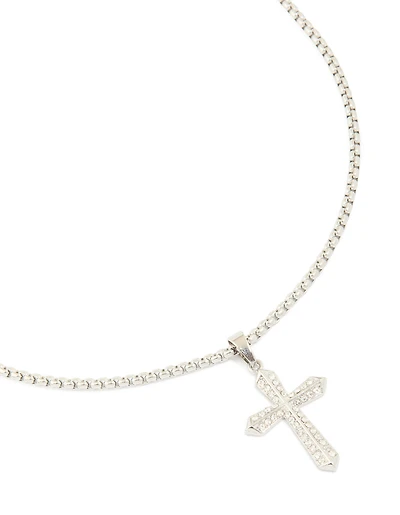 Waterproof Stainless Steel Pavé Cubic Zirconia Cross Necklace