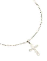Waterproof Stainless Steel Pavé Cubic Zirconia Cross Necklace