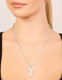 Collier de croix cubique en zirconie en pavé imperméable en acier inoxydable