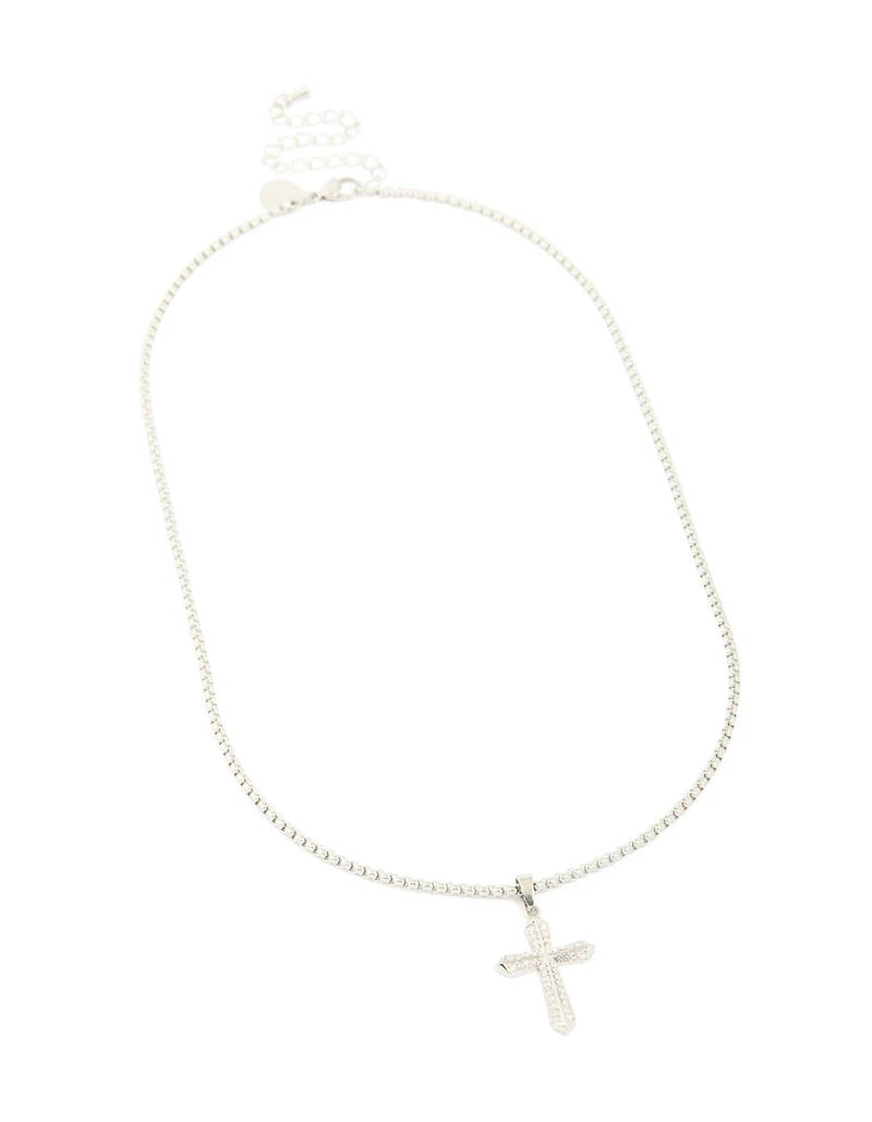 Waterproof Stainless Steel Pavé Cubic Zirconia Cross Necklace