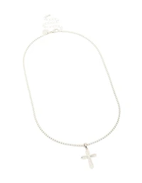 Waterproof Stainless Steel Pavé Cubic Zirconia Cross Necklace