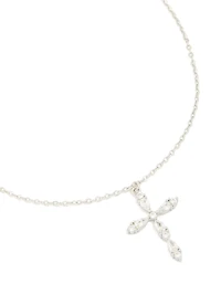 Waterproof Stainless Steel Multi Cubic Zirconia Large Cross Necklace