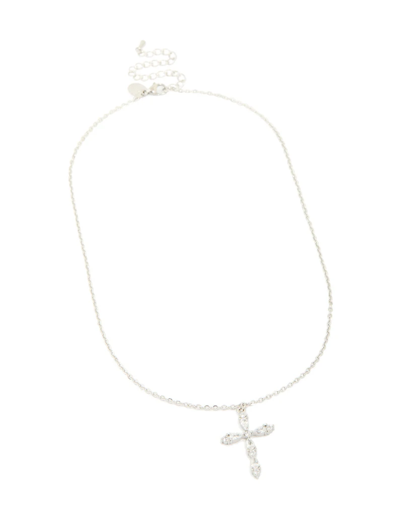 Waterproof Stainless Steel Multi Cubic Zirconia Large Cross Necklace