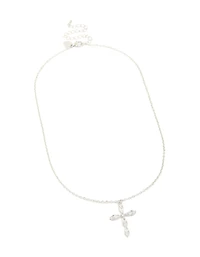 Waterproof Stainless Steel Multi Cubic Zirconia Large Cross Necklace