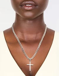 Waterproof Stainless Steel Smooth Plain Cross Necklace