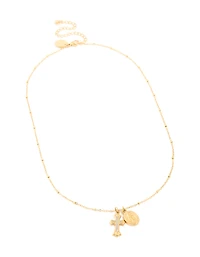 Waterproof Gold Plated Stainless Steel Mary & Cross Necklace
