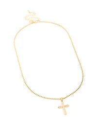 Waterproof Gold Plated Stainless Steel Cubic Zirconia Pavé Cross Necklace