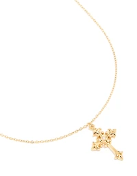 Waterproof Gold Plated Stainless Steel Gothic Cross Necklace