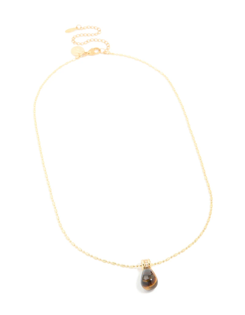 Collier pendentif en pierre semi-précieuse en pierres semi-précieuses en acier inoxydable plaqué or