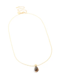 Collier pendentif en pierre semi-précieuse en pierres semi-précieuses en acier inoxydable plaqué or