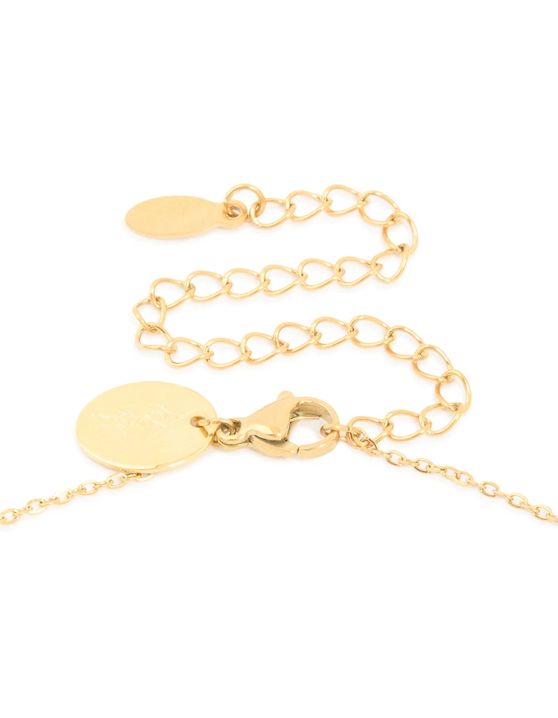 Waterproof Gold Plated Stainless Steel Oval Cubic Zirconia Pendant Necklace