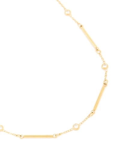 Waterproof Gold Plated Stainless Steel Pebble Station Necklace