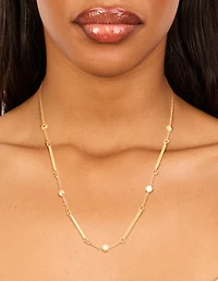 Waterproof Gold Plated Stainless Steel Pebble Station Necklace