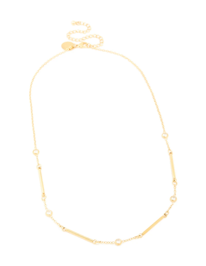 Waterproof Gold Plated Stainless Steel Pebble Station Necklace